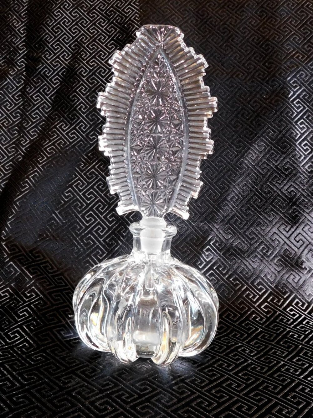 Glass Perfume Bottle with Cut Glass Stopper # 24211